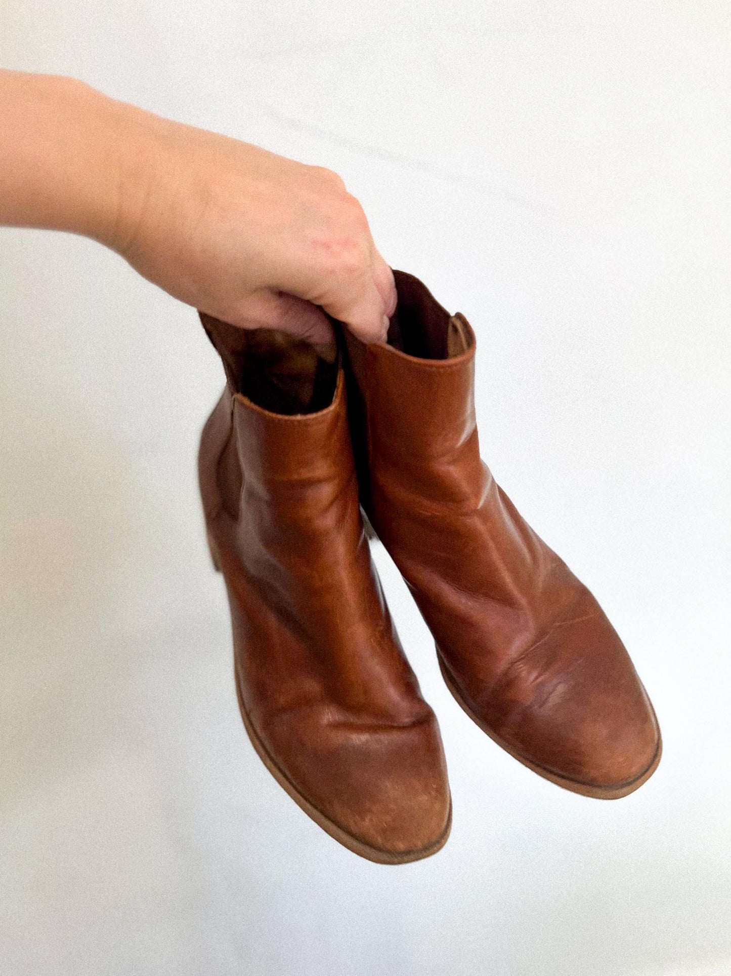 Madewell Brown Leather Heeled Ankle Boots (Size 8)