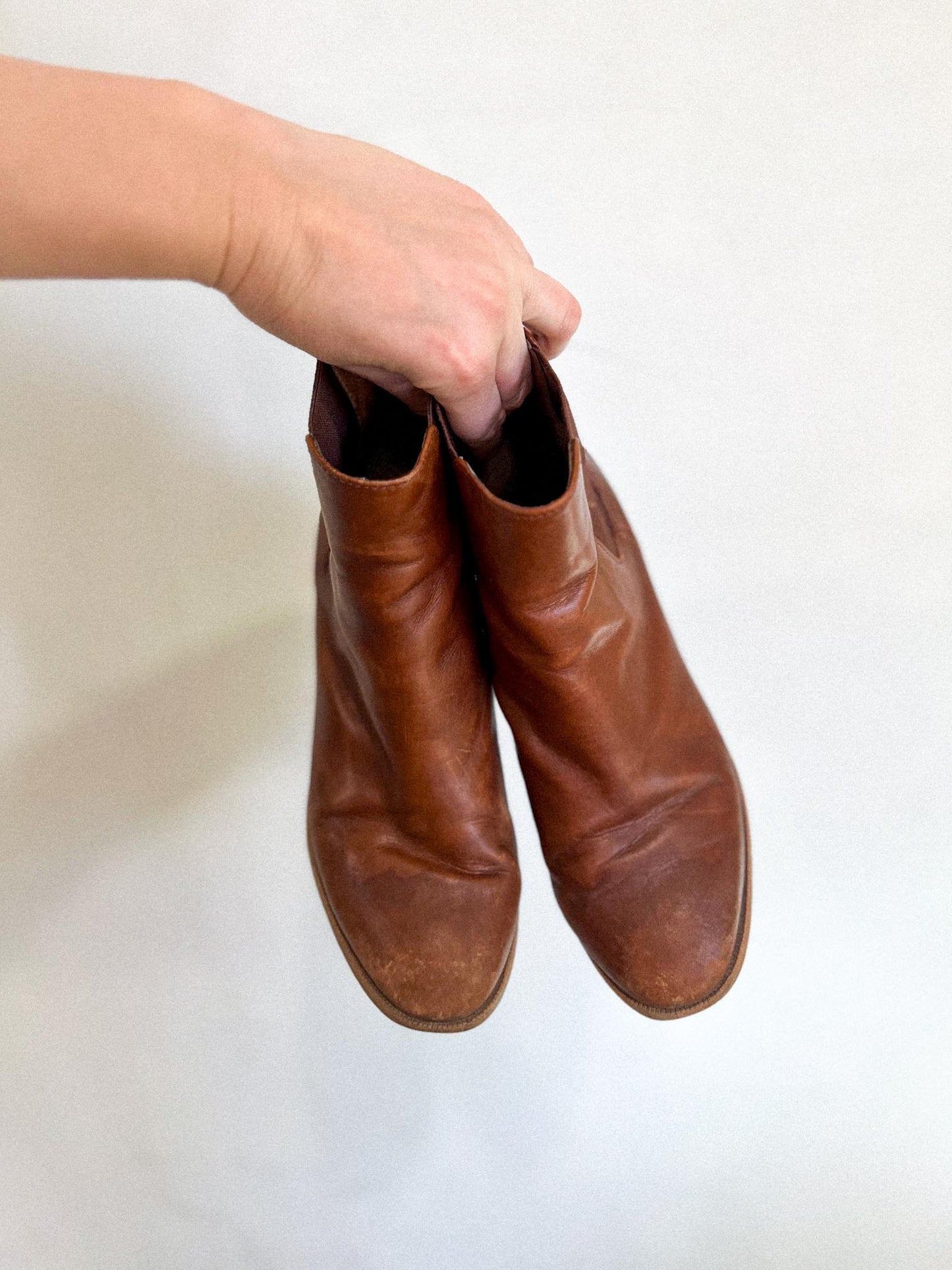 Madewell Brown Leather Heeled Ankle Boots (Size 8)