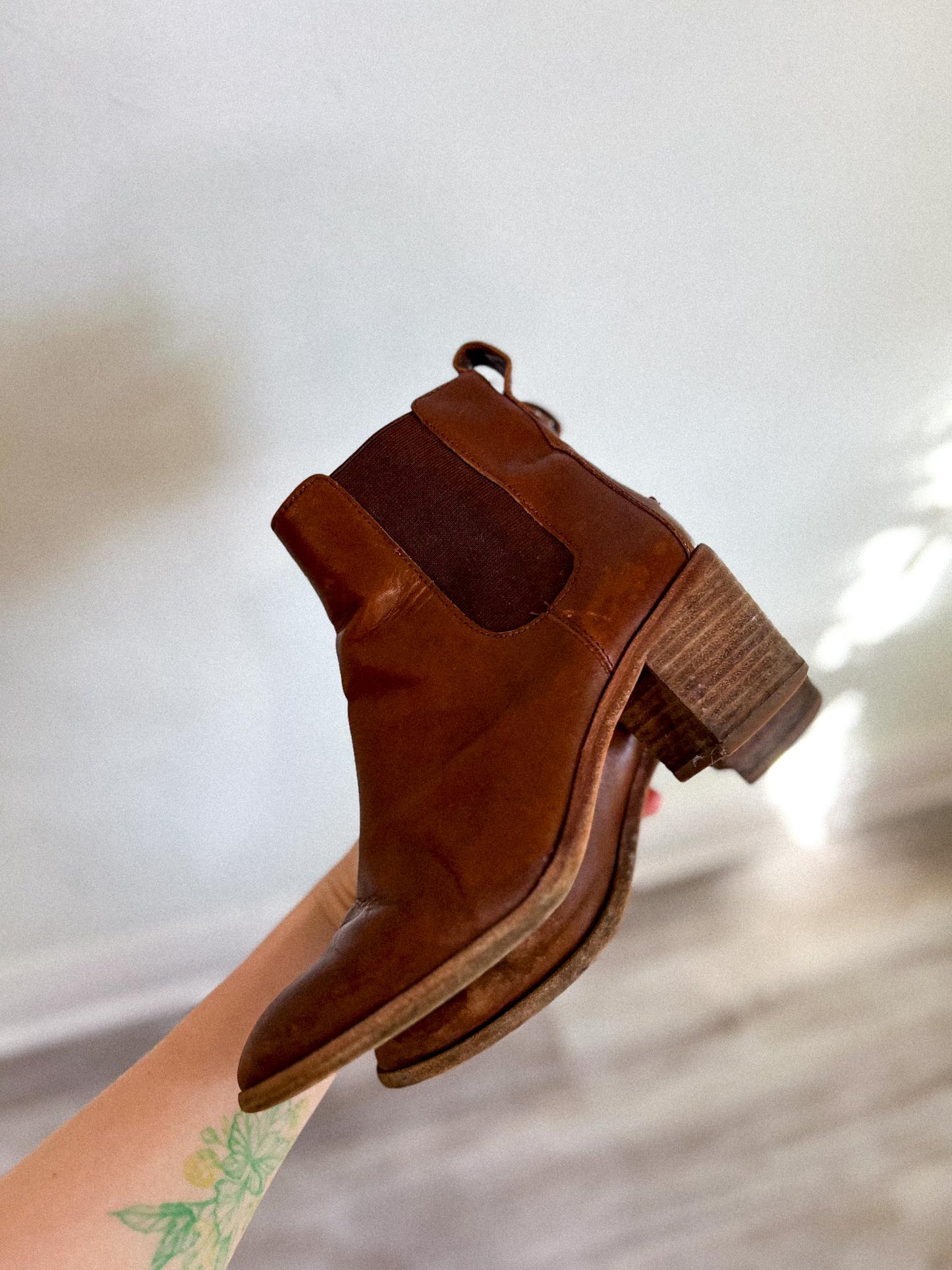 Madewell Brown Leather Heeled Ankle Boots (Size 8)