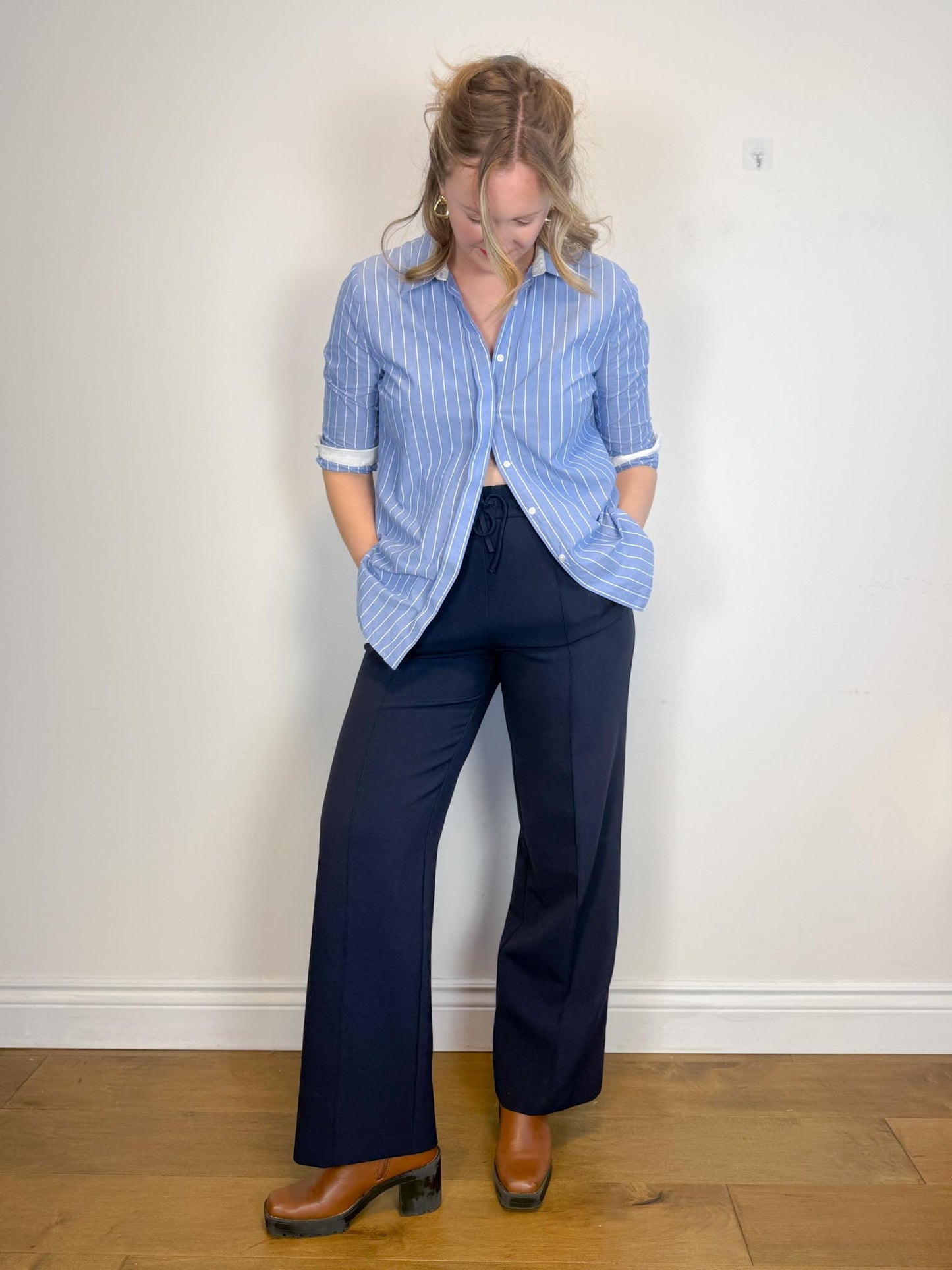 By Malene Birger Designer "Brigitta Blouse in Blue/White Stripe" (Size M)