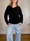 Wilfred "Belize Oversized V-neck Merino Wool Sweater in Black" (Size M/L)
