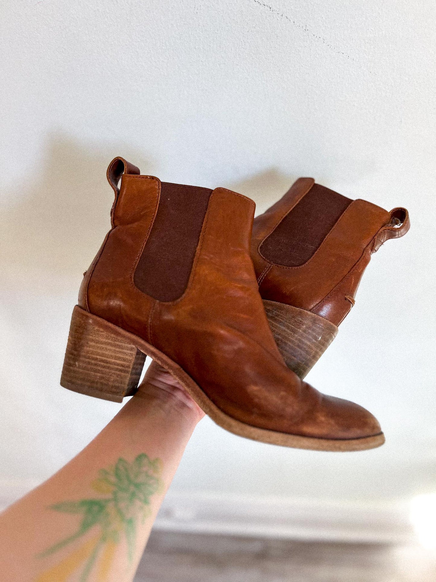 Madewell Brown Leather Heeled Ankle Boots (Size 8)