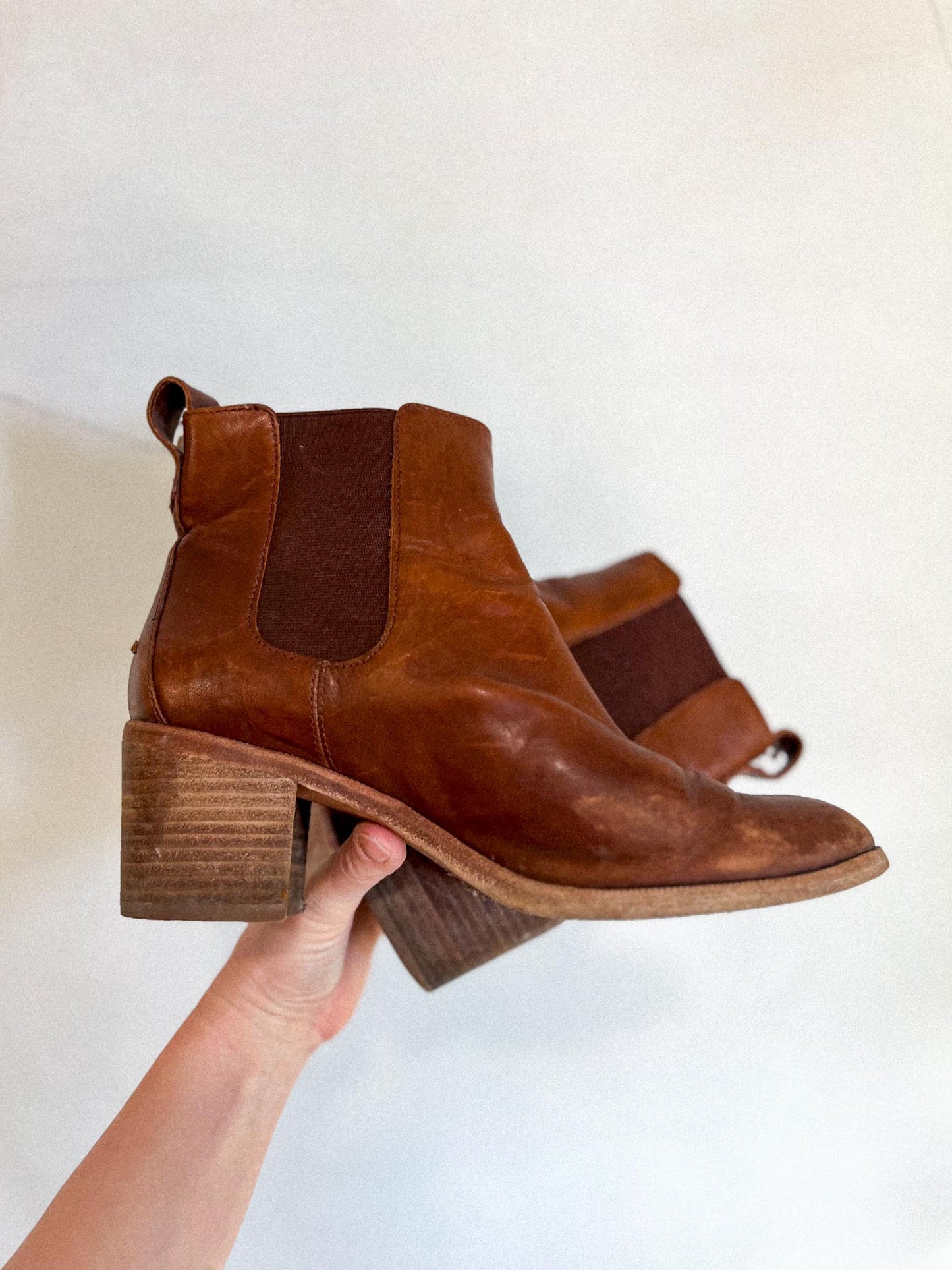 Madewell Brown Leather Heeled Ankle Boots (Size 8)