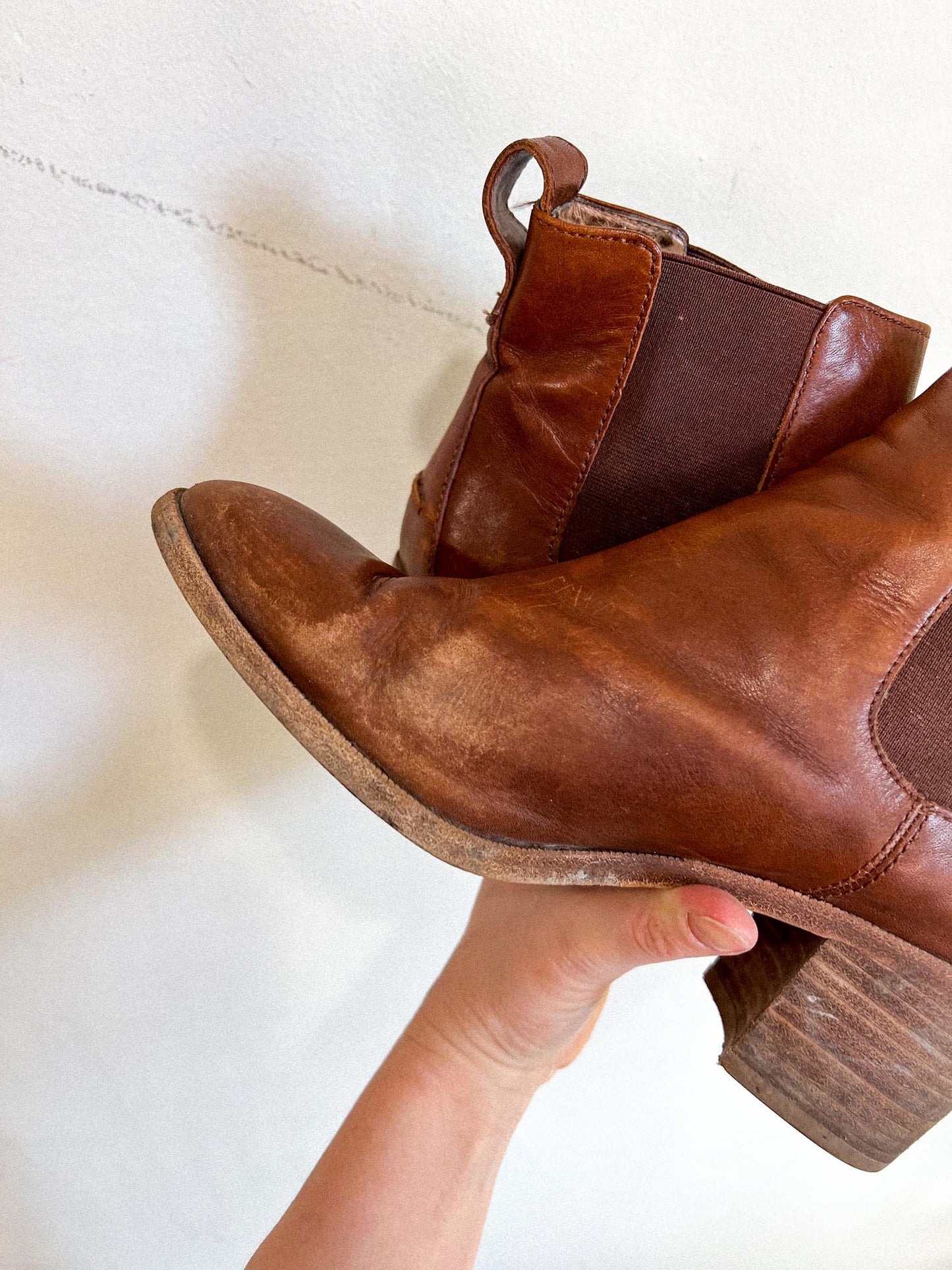 Madewell Brown Leather Heeled Ankle Boots (Size 8)