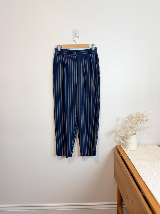 Babaton Pinstriped "Modesto Trousers in Navy/White" (Size 6)