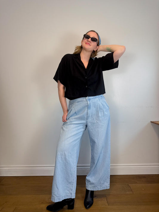 Madewell "The Harlow Wide-Leg Jean in Light Wash" (Size 32)