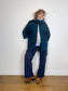 Vintage Plaid Wool Coat with Attached Scarf & Fringe (Size L)