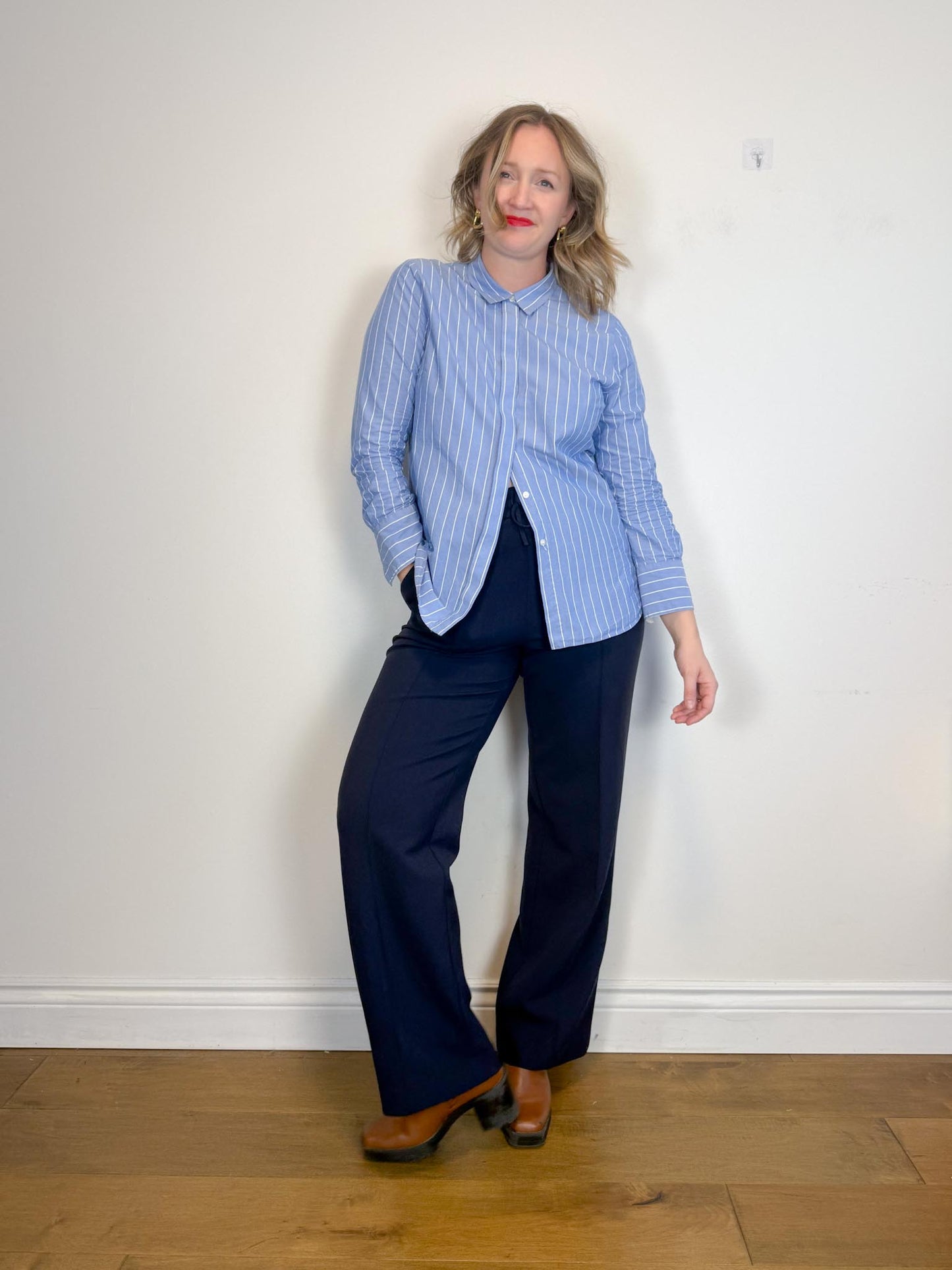 By Malene Birger Designer "Brigitta Blouse in Blue/White Stripe" (Size M)