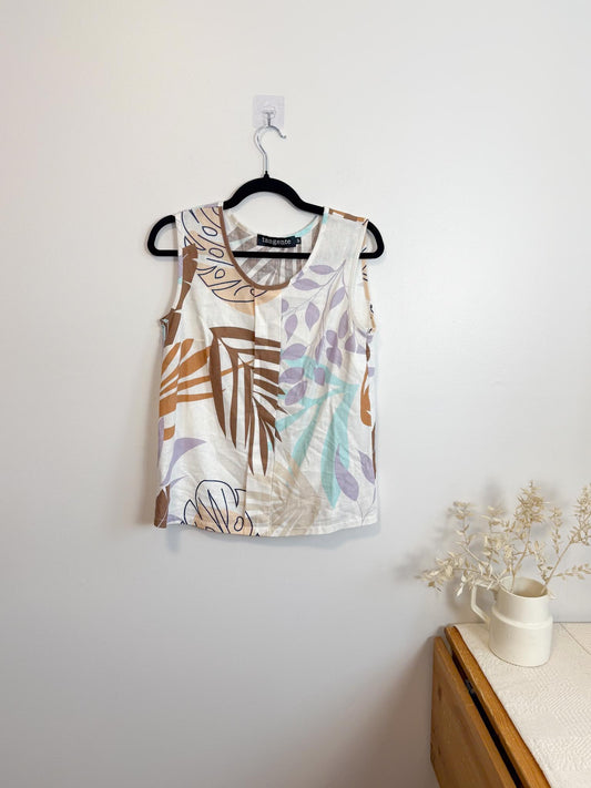Tangente Sleeveless Linen Blend Tank (Size S)