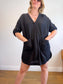 SEAFOLLY Cotton Gauze Beach Cover Up Dress in Black (Size L)