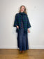 Vintage Plaid Wool Coat with Attached Scarf & Fringe (Size L)
