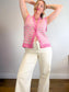 Sunday Best "Preston Sweater Vest in Pink Geometric Print" (Size M)