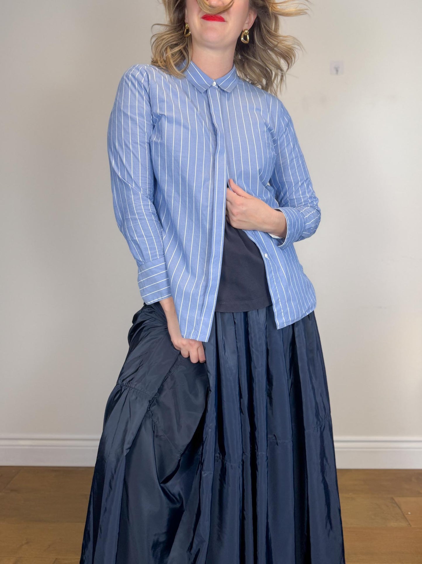 By Malene Birger Designer "Brigitta Blouse in Blue/White Stripe" (Size M)