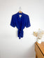 Vintage RODIER Short Sleeve Linen Blazer in Cobalt Blue (Size L)