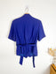 Vintage RODIER Short Sleeve Linen Blazer in Cobalt Blue (Size L)