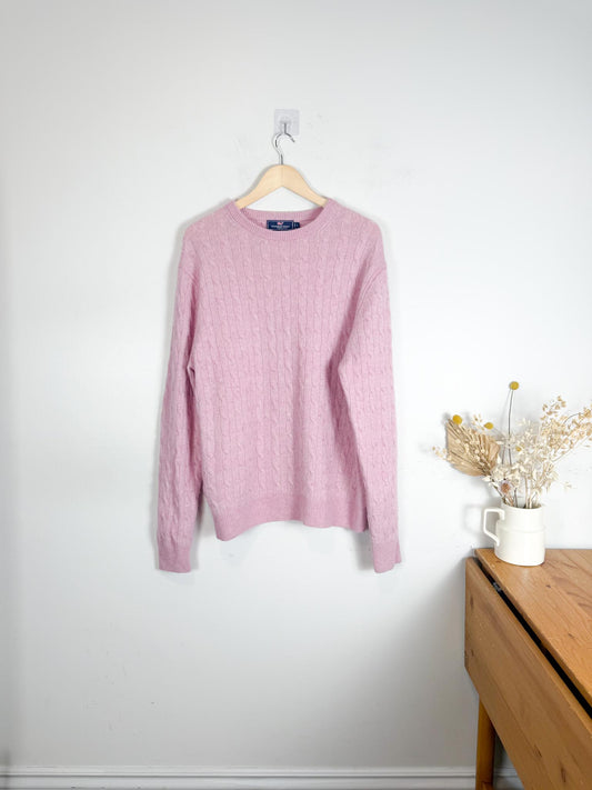 Vineyard Vines Wool & Cashmere Cable Knit Sweater in Pink (Size L/XL)