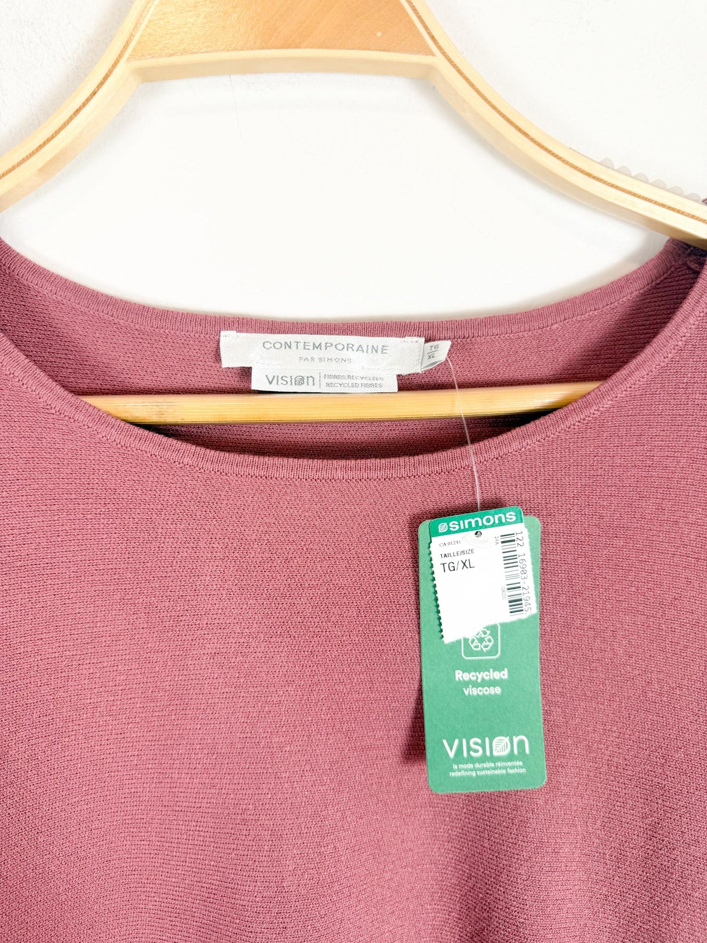 Contemporaine Simons Long Sleeve Peplum Top in Dusty Rose NWT (Size XL)