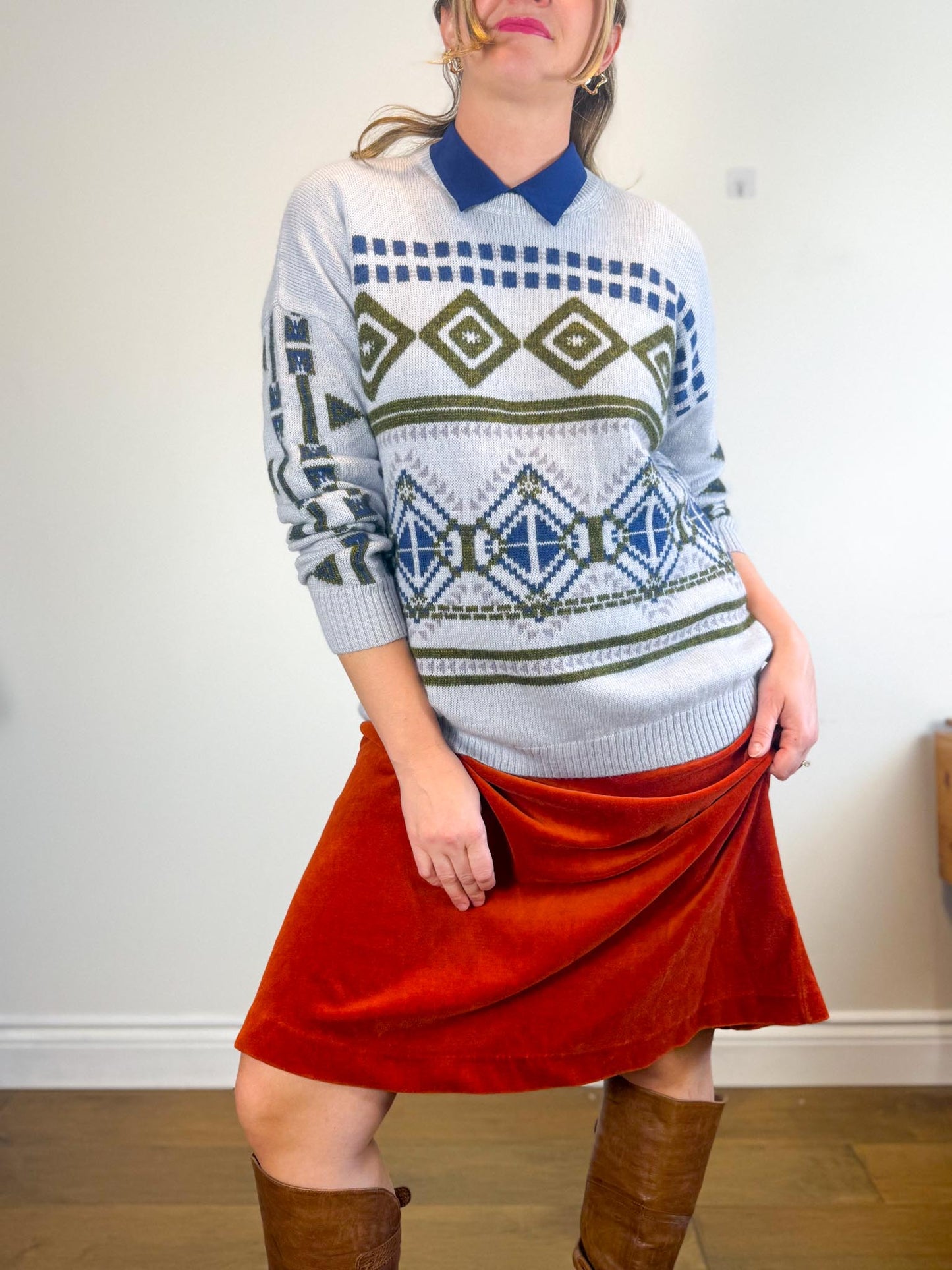 J.Crew Mohair Wool Print Sweater (Size L/XL)