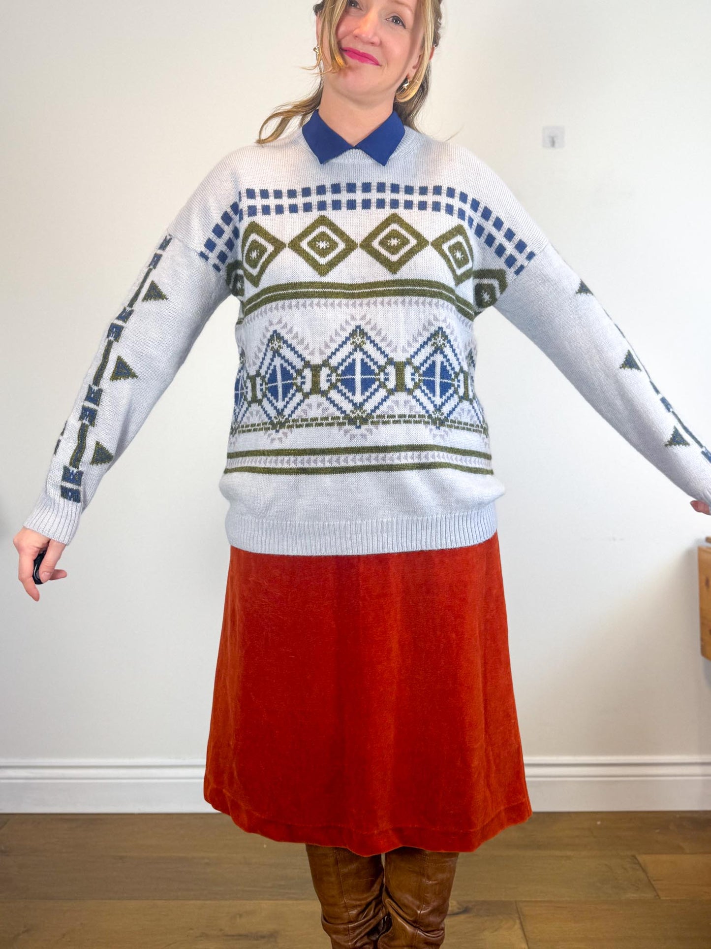 J.Crew Mohair Wool Print Sweater (Size L/XL)