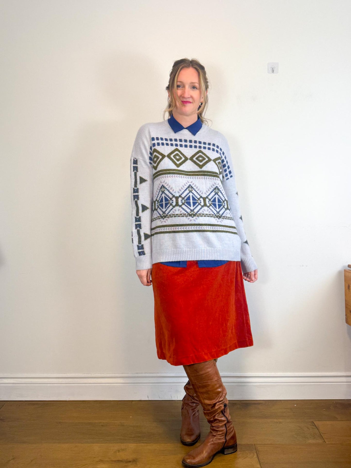 J.Crew Mohair Wool Print Sweater (Size L/XL)