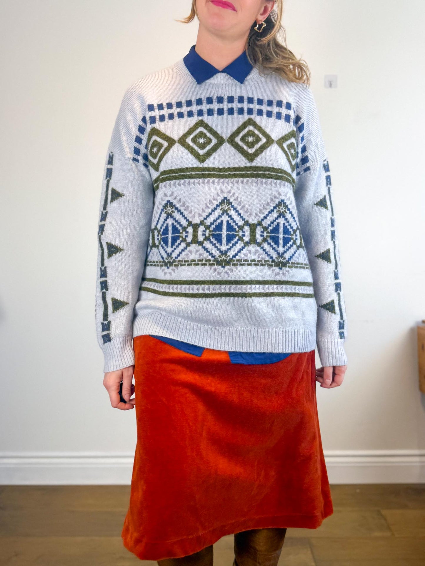 J.Crew Mohair Wool Print Sweater (Size L/XL)