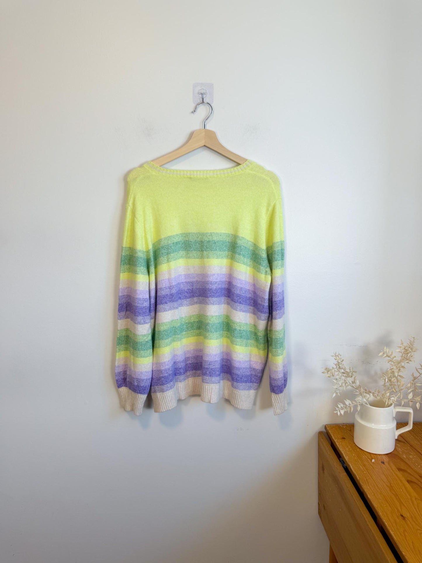 Olsen Striped Crewneck in Yellow/Green/Purple (Size XL)