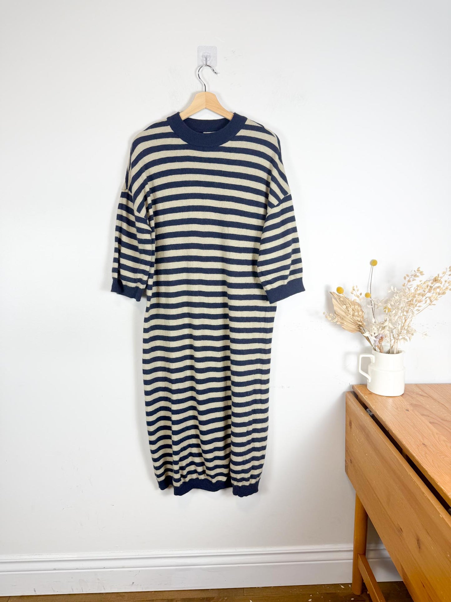 MSCH Copenhagen "Wagna 3/4 Striped Wool Dress" (Size L/XL)