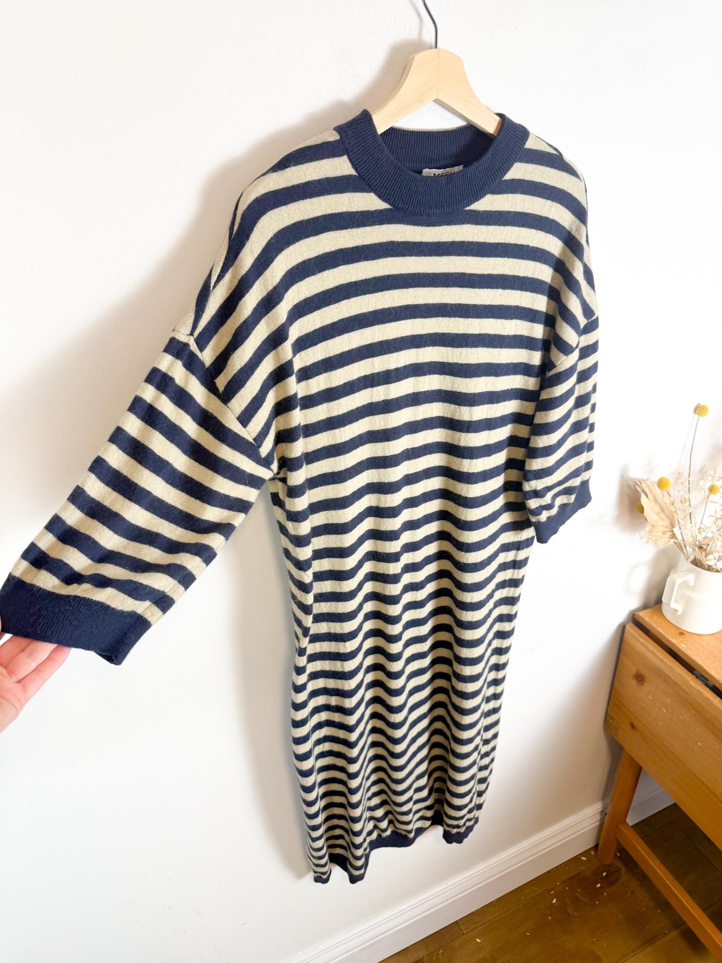 MSCH Copenhagen "Wagna 3/4 Striped Wool Dress" (Size L/XL)