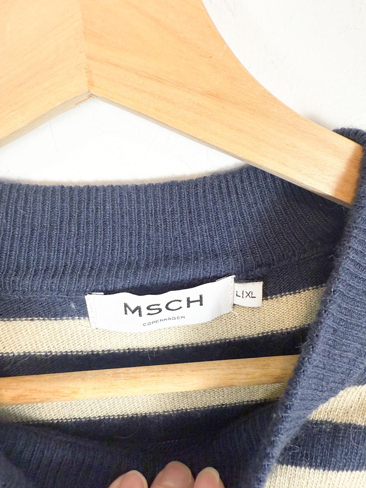MSCH Copenhagen "Wagna 3/4 Striped Wool Dress" (Size L/XL)