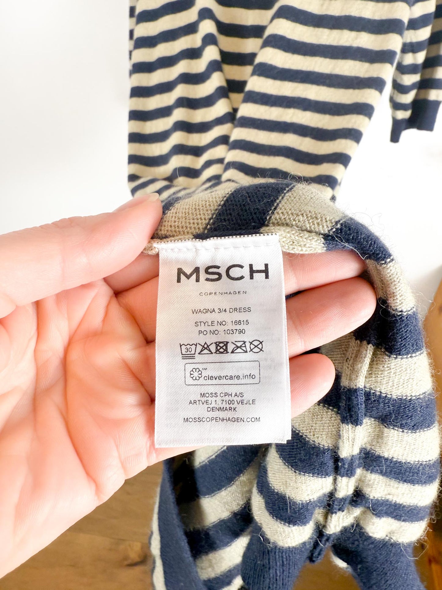 MSCH Copenhagen "Wagna 3/4 Striped Wool Dress" (Size L/XL)