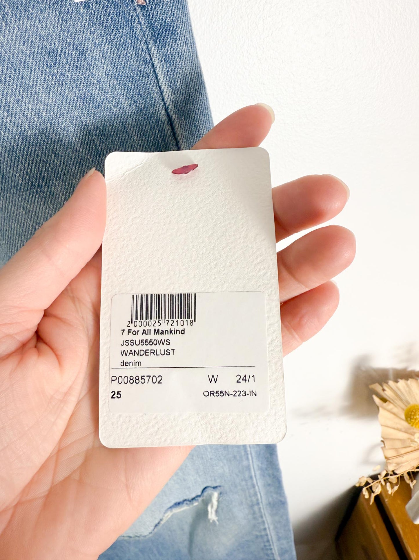 7 For All Mankind "Scout Wanderlust Jeans In Blue" NWT (Size 25)