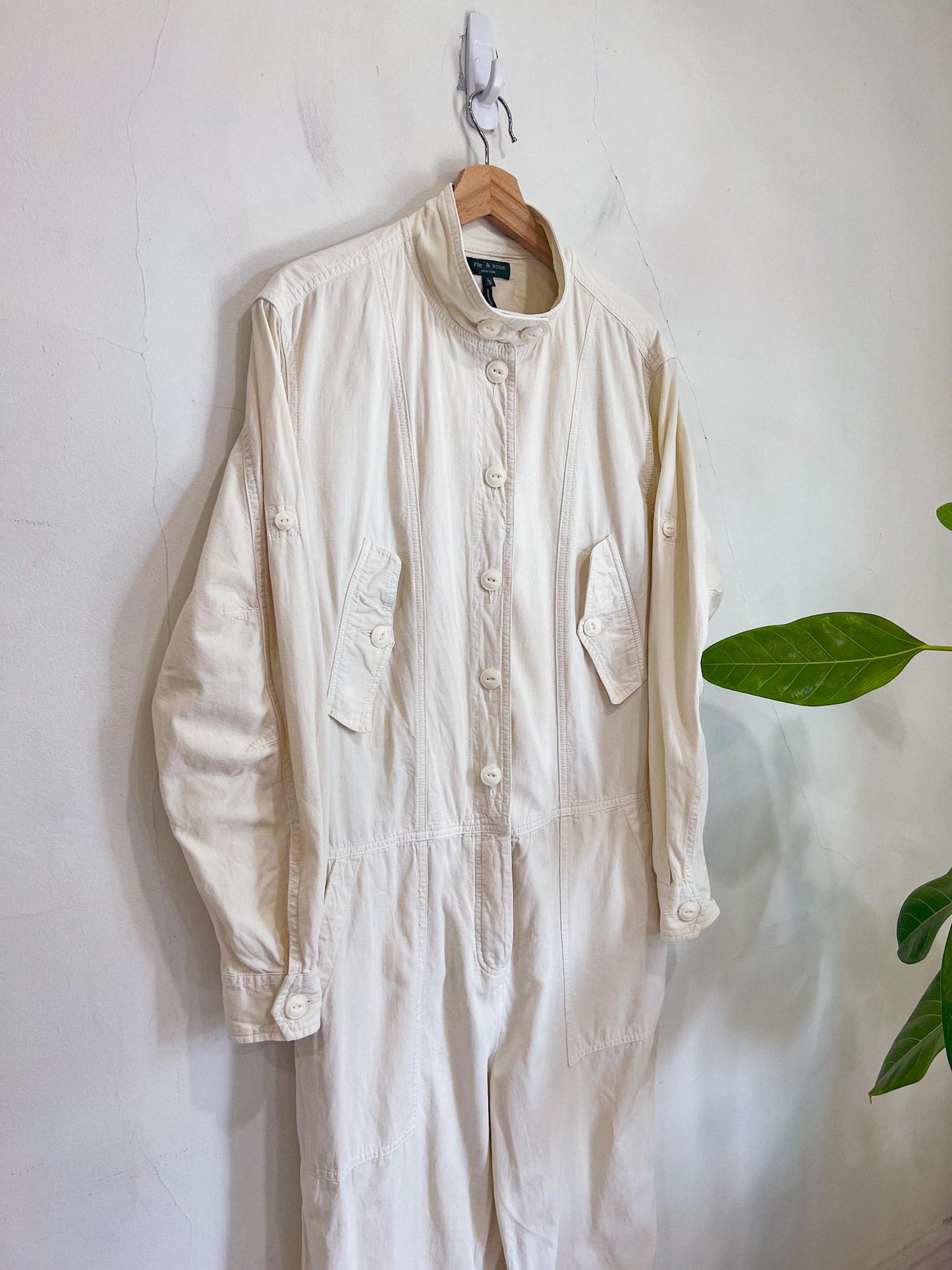 Rag & Bone "Morris Jumpsuit" in Off White (Size L)