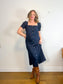 SLEEPER "Brigitte Midi Dress in Navy" (Size S-M)