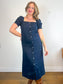 SLEEPER "Brigitte Midi Dress in Navy" (Size S-M)
