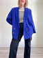 Vintage Wool Blazer in Sapphire Blue (Size XL)