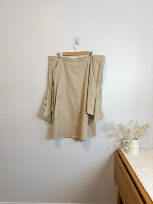 Tibi Off the Shoulder Cotton Crepe Mini Dress in Beige (Size S)