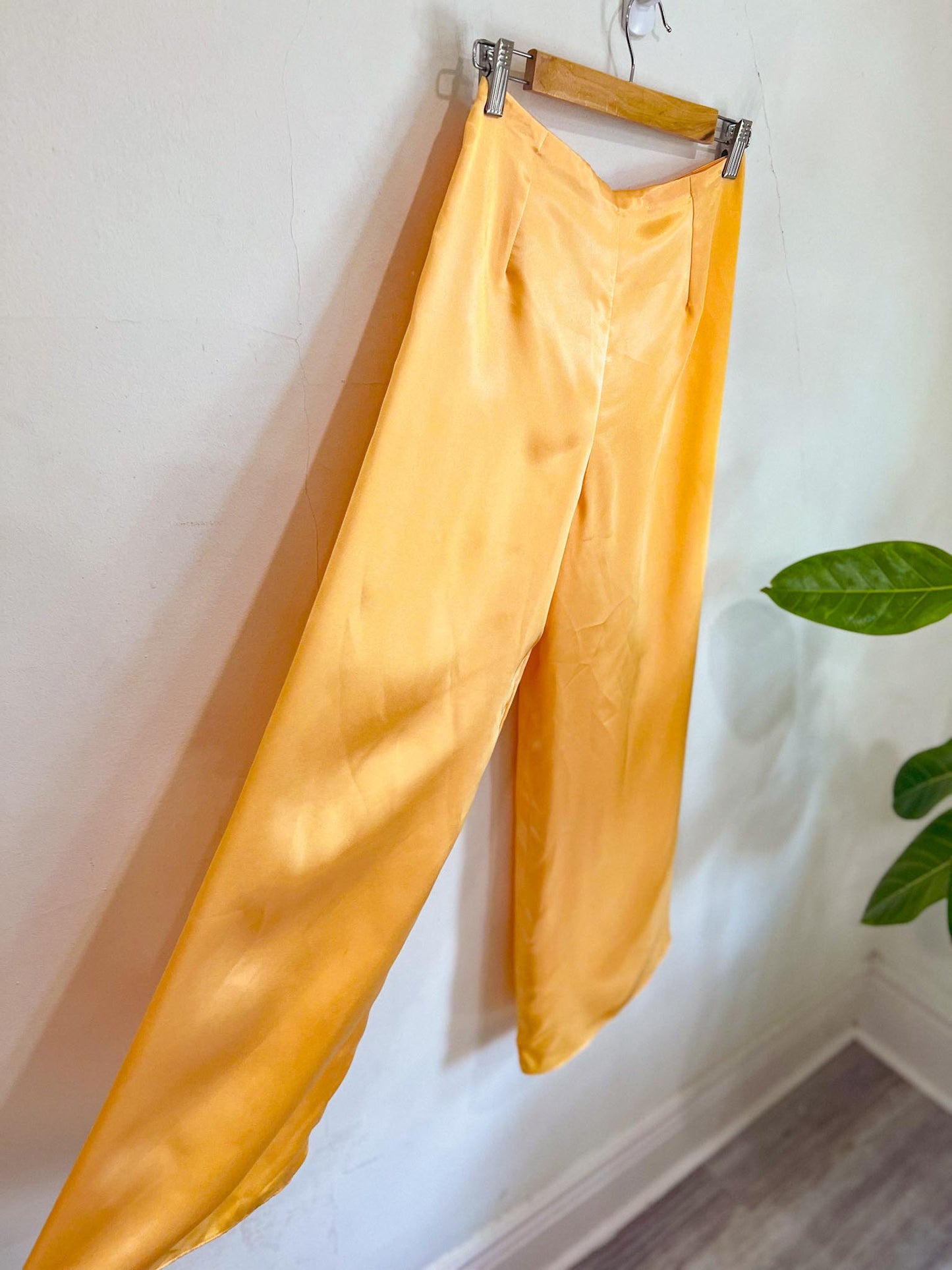 Tangerine Satin Wide Leg Pants (Size S)