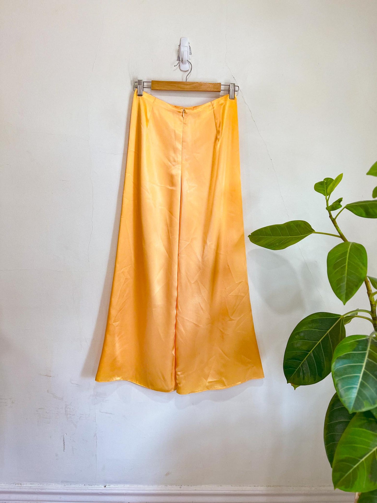 Tangerine Satin Wide Leg Pants (Size S)