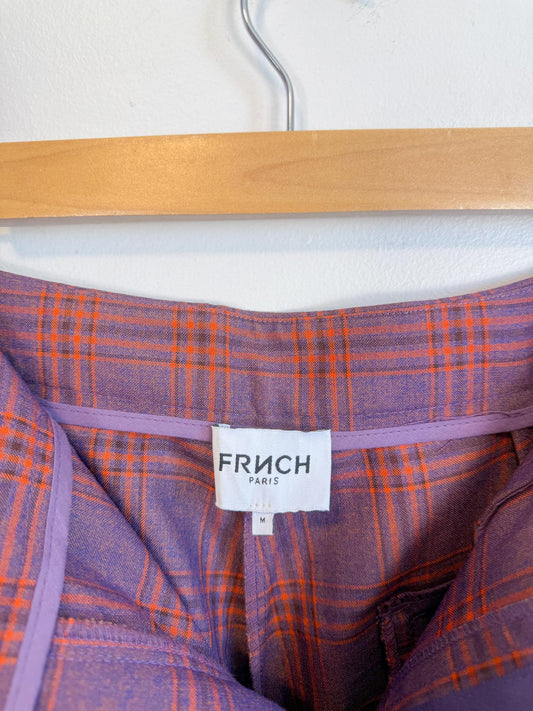 FRNCH Paris Plaid Trousers in Maroon/Orange (Size M)