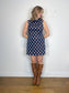 Vintage Geometric Pattern Mini Dress in Navy/Orange (Size L)