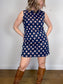 Vintage Geometric Pattern Mini Dress in Navy/Orange (Size L)