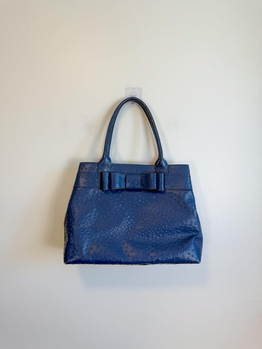 Kate Spade "Large Navy Ostrich Embossed Leather Tote"