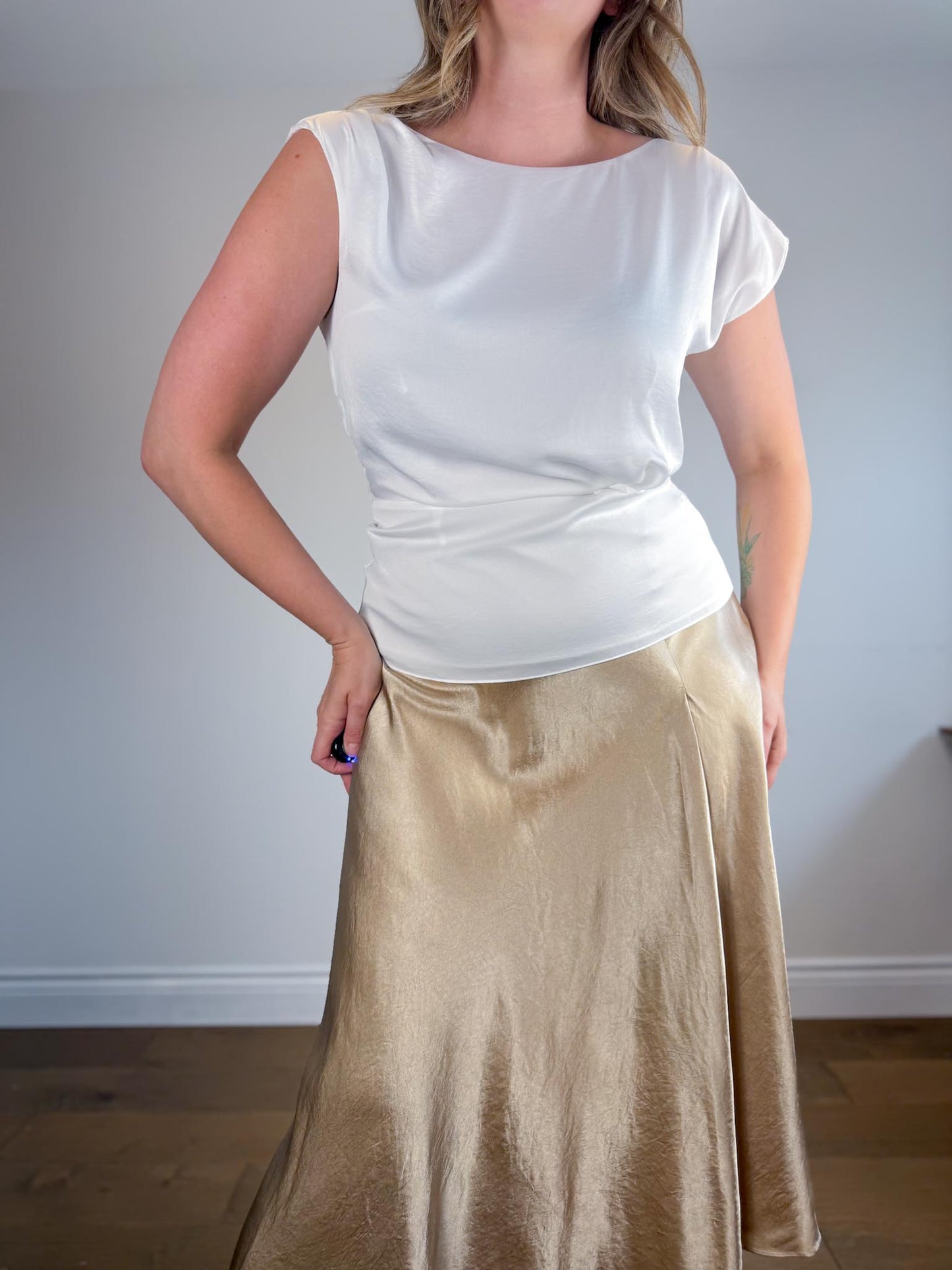 REISS Satin Top in White NWT (Size 8)