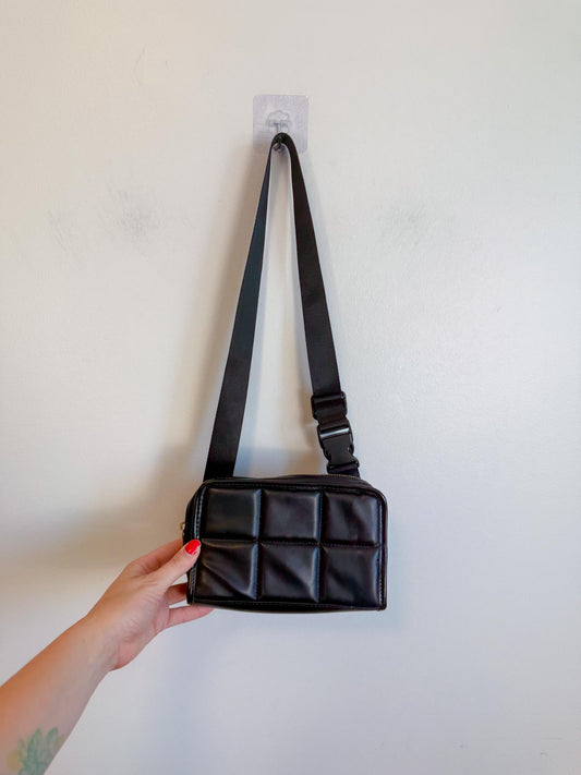 Amanda Uprichard Black Quilted Leather Crossbody Belt Bag
