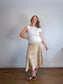 Massimo Dutti Satin Midi Skirt in Gold (Size L)