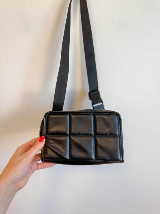 Amanda Uprichard Black Quilted Leather Crossbody Belt Bag