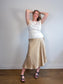 Massimo Dutti Satin Midi Skirt in Gold (Size L)