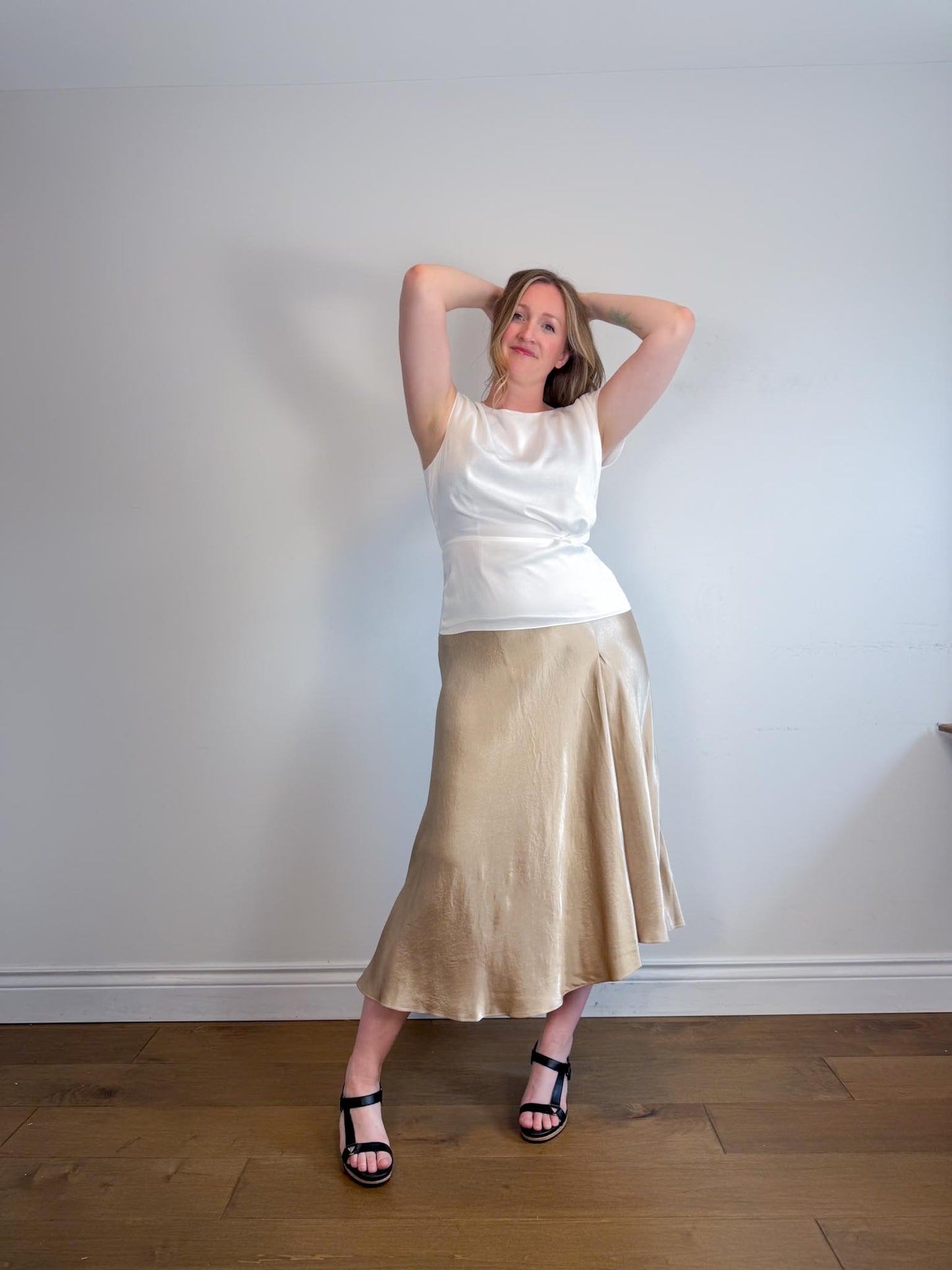 REISS Satin Top in White NWT (Size 8)