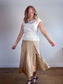 Massimo Dutti Satin Midi Skirt in Gold (Size L)