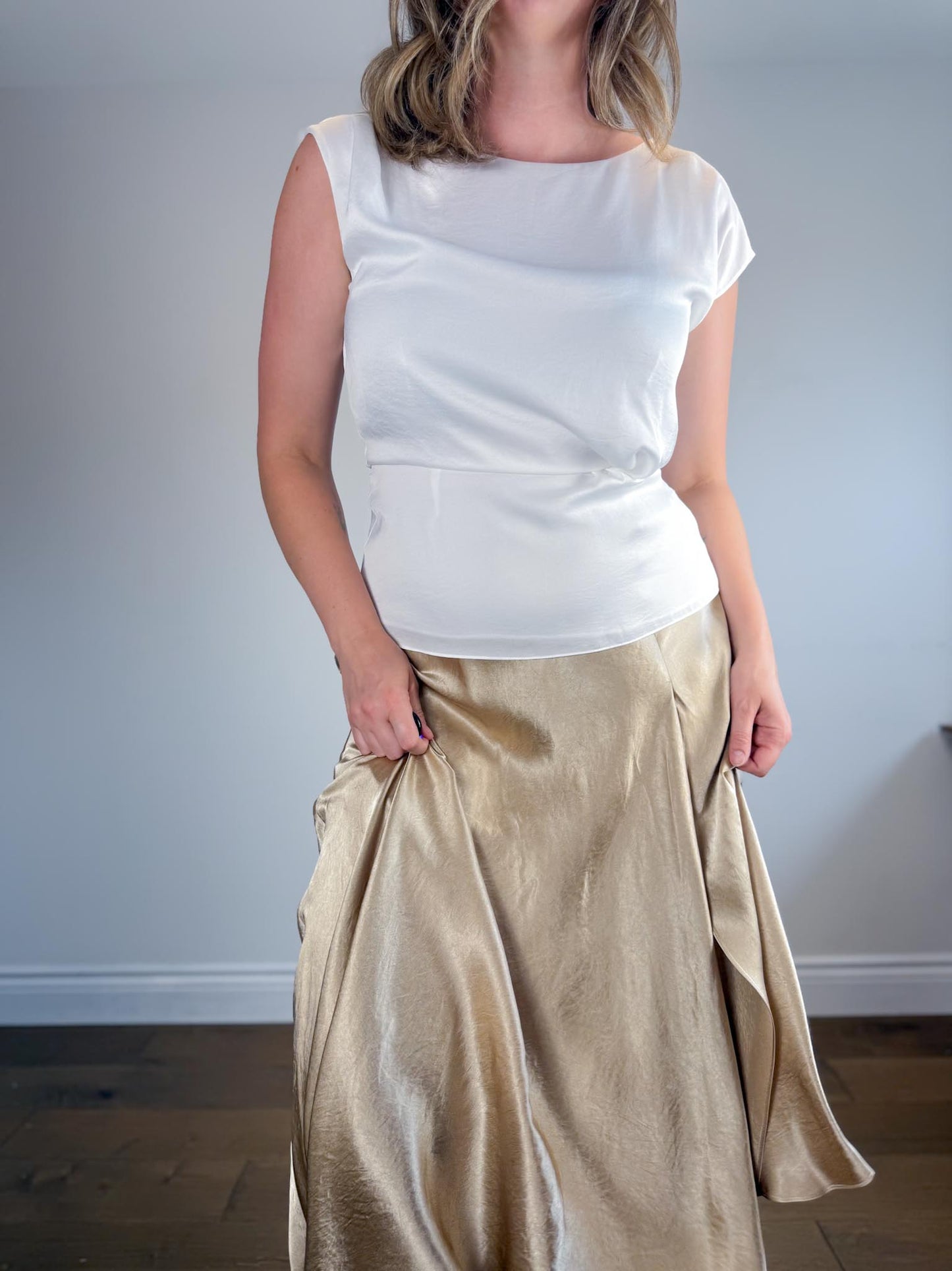 REISS Satin Top in White NWT (Size 8)